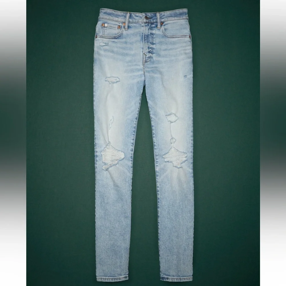 American Eagle Like New AE77 Premium Skinny Jeans Size 6 Reg. in Light Destroy - Picture 6 of 15